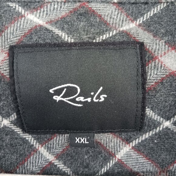 Rails LENNOX Plaid Brushed Flannel Button Down Shirt Size XXL Charcoal Gray - Picture 6 of 14